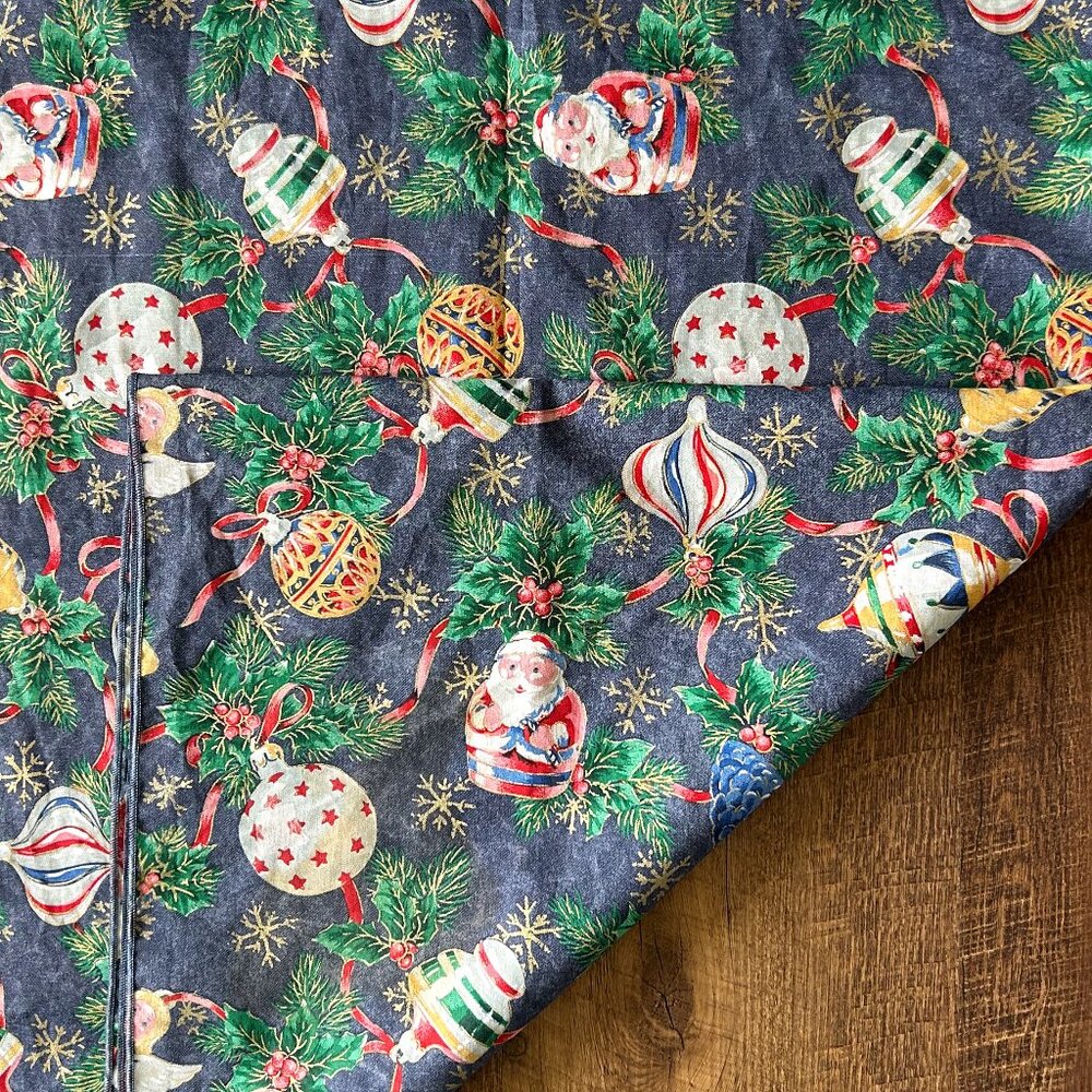 Christmas Cotton Table Cloth 52x72 inches, Santa Themed Tablecloth, Rectangle